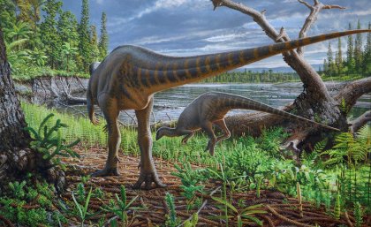 Artist’s impression of Diluvicursor pickeringi foraging in the Australian-Antarctic rift valley. Painting: Peter Trusler. Artist’s impression of Diluvicursor pickeringi foraging in the Australian-Antarctic rift valley. Painting: Peter Trusler.
